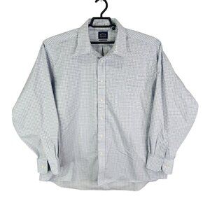 Mens Eagle Shirtmakers Blue Green Plaid Shirt Button Down Long Sleeve Size 18.5